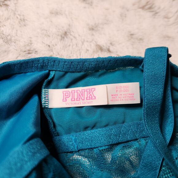 Victoria's Secret Pink Blue Green Lace Bralette Bra Size Small DD - Picture 4 of 4